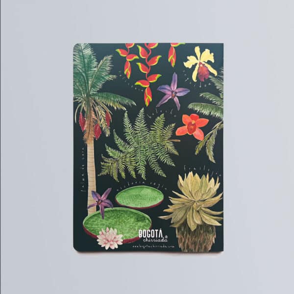 Reverso cuaderno ilustrado de flora colombiana