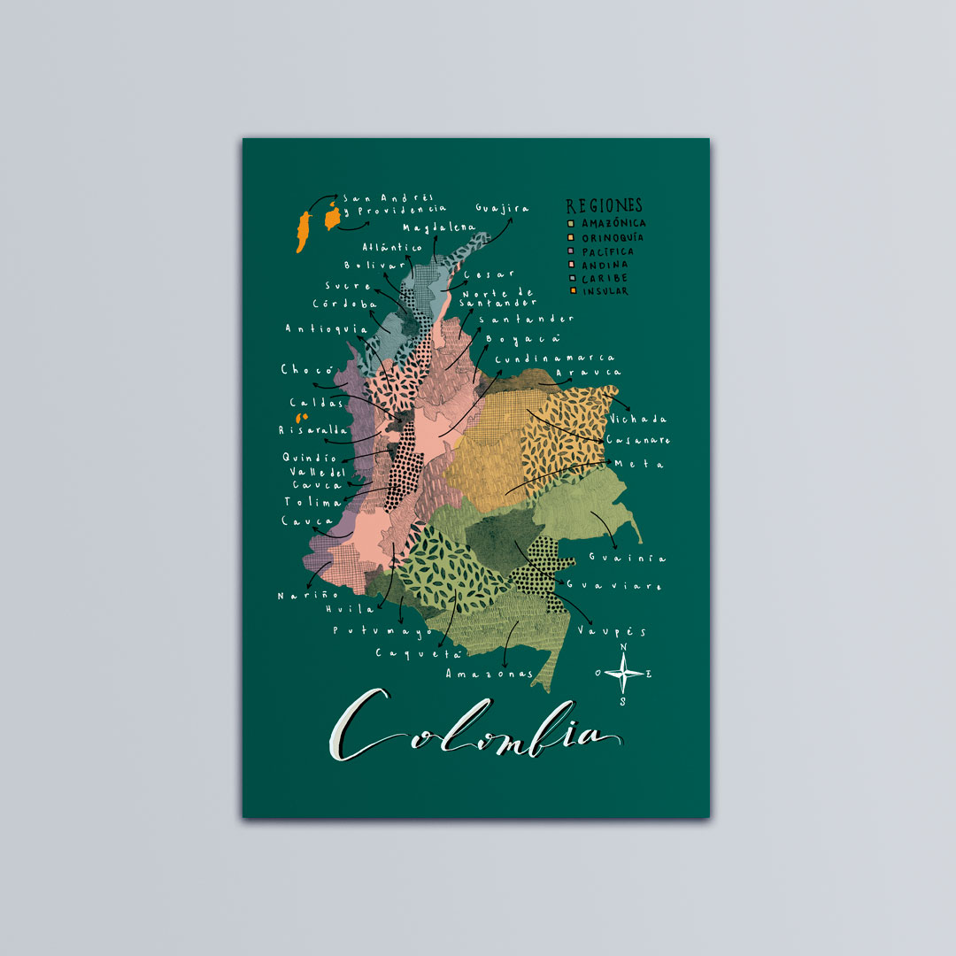 Postal Mapa de Colombia