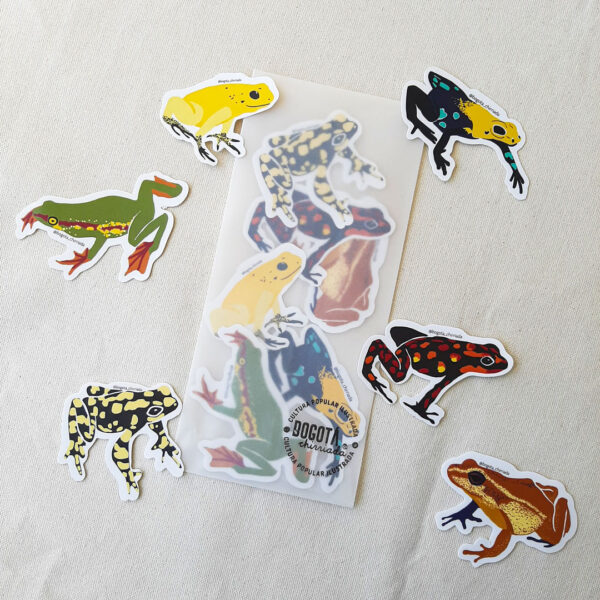 Empaque de seis stickers de ranas
