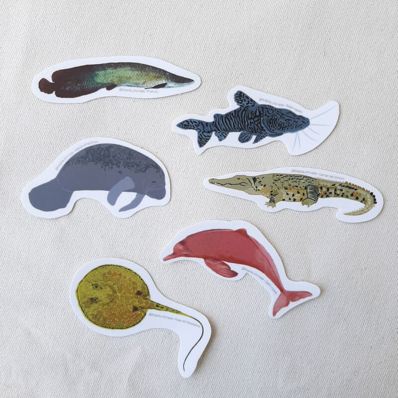 Stickers de animales de río de Colombia