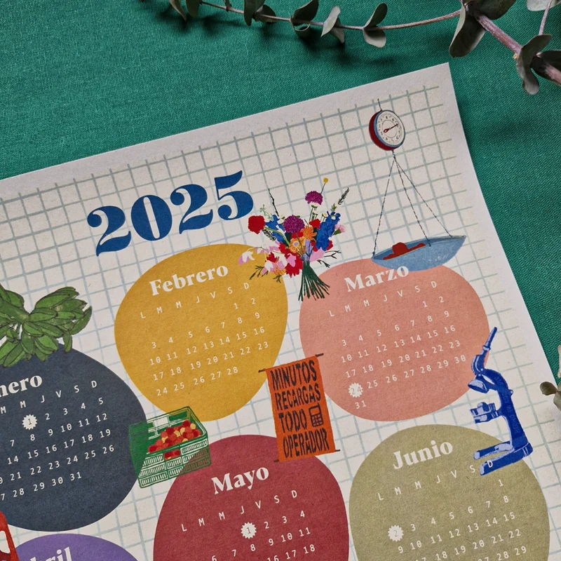 Calendario de pared ilustrado 2025