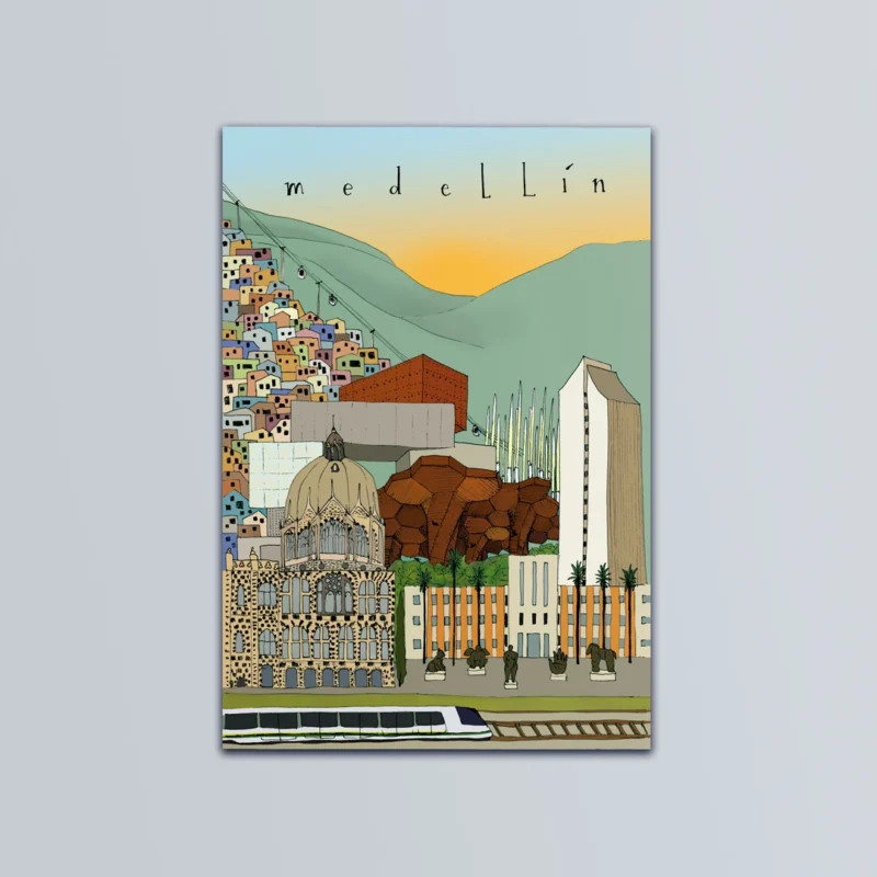 Postal ilustrada de Medellín, Colombia